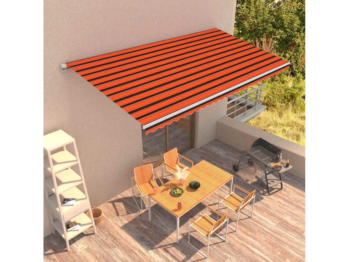 Vidaxl Toldo Retrátil Automático 600x300 Cm Laranja E Castanho
