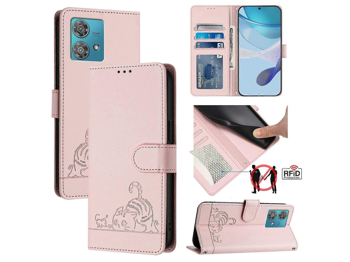 Capa De Couro Com Bloqueio Rfid Para Motorola Edge 40 Neo 5g, Série Yb Imprinting Series-9