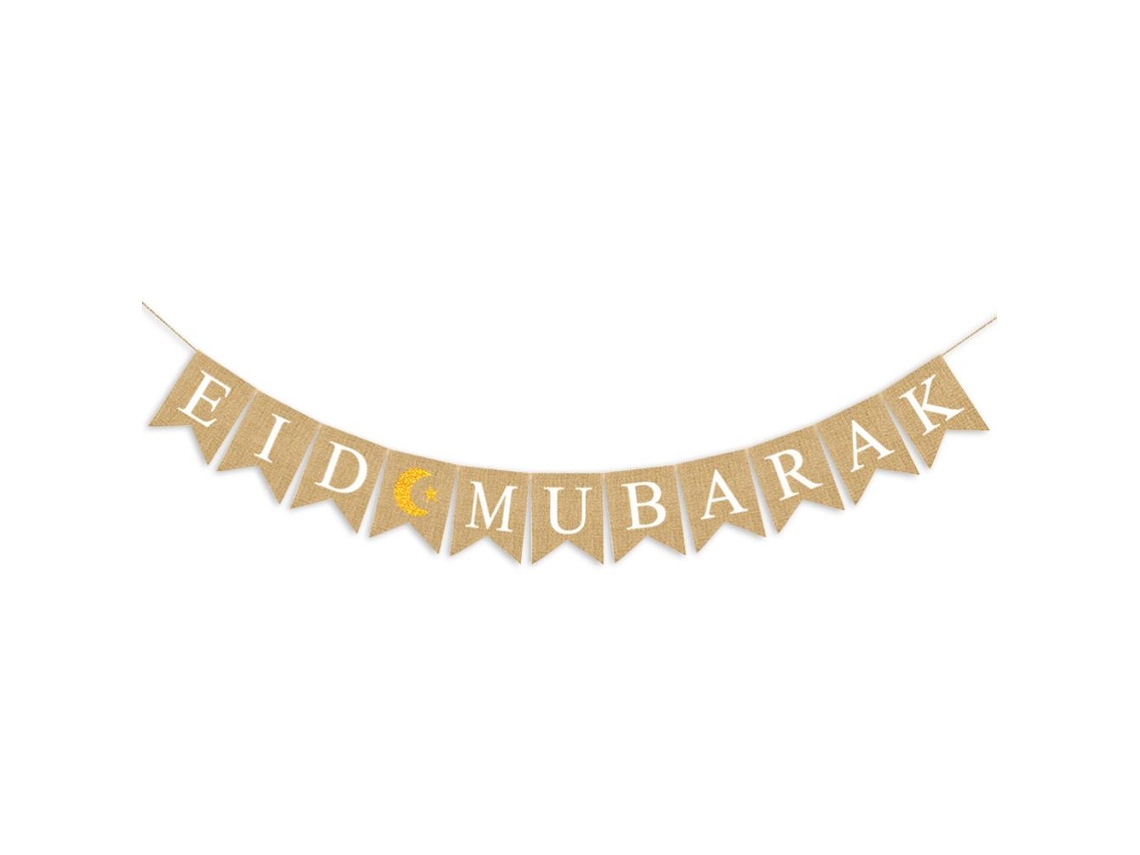 Banner De Burlap Para Celebração De Eid Mubarak