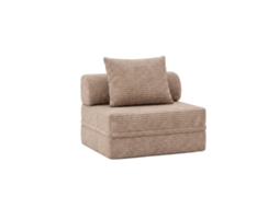 Sofá Modular 1 Lugar Convertível Veludo Listado Taupe SKOFFA