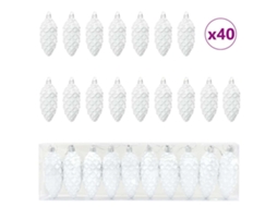 Conjunto 40 Ornamento De Natal Vidaxl Branco Plástico (3.7 X 9.2 Cm)