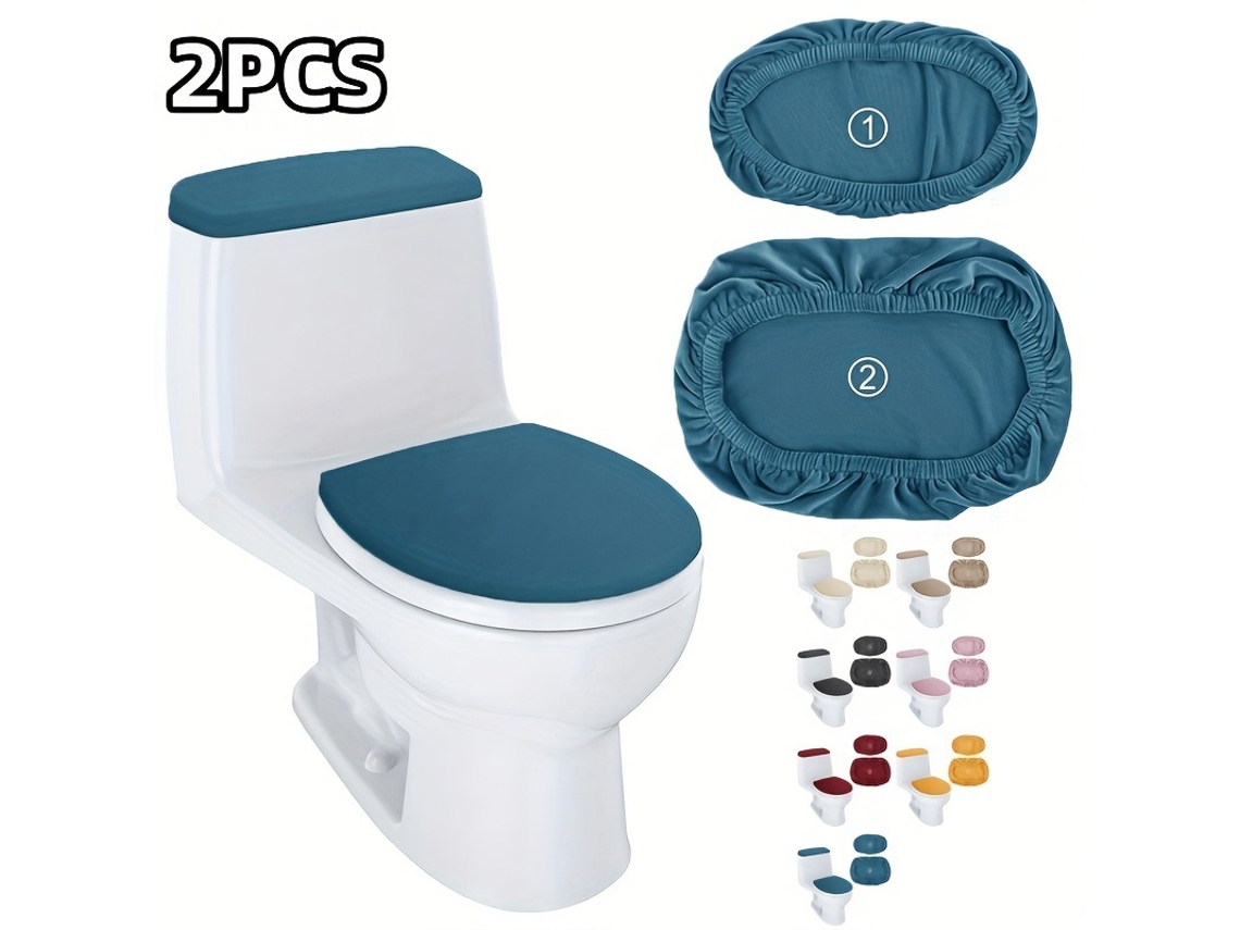 Conjunto 2 Capas Aveludadas Elásticas Para Sanita Lavável Máquina Azul Escuro Panoona