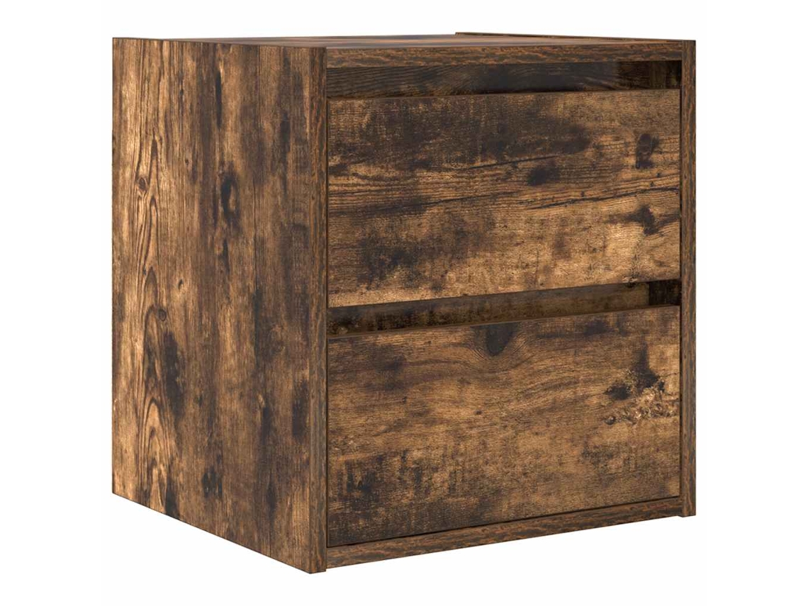Mesa de Cabeceira de Parede em Cor Carvalho Fumado MAISON EXCLUSIVE (38x34x40 cm)