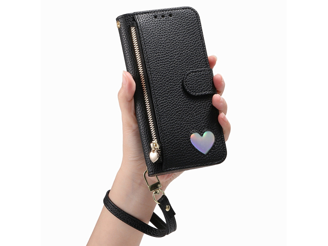 Capa Chrui Para Samsung Galaxy S26, Modelo Carteira Com Aba Transversal, Design De Coração (compatível, Preta)