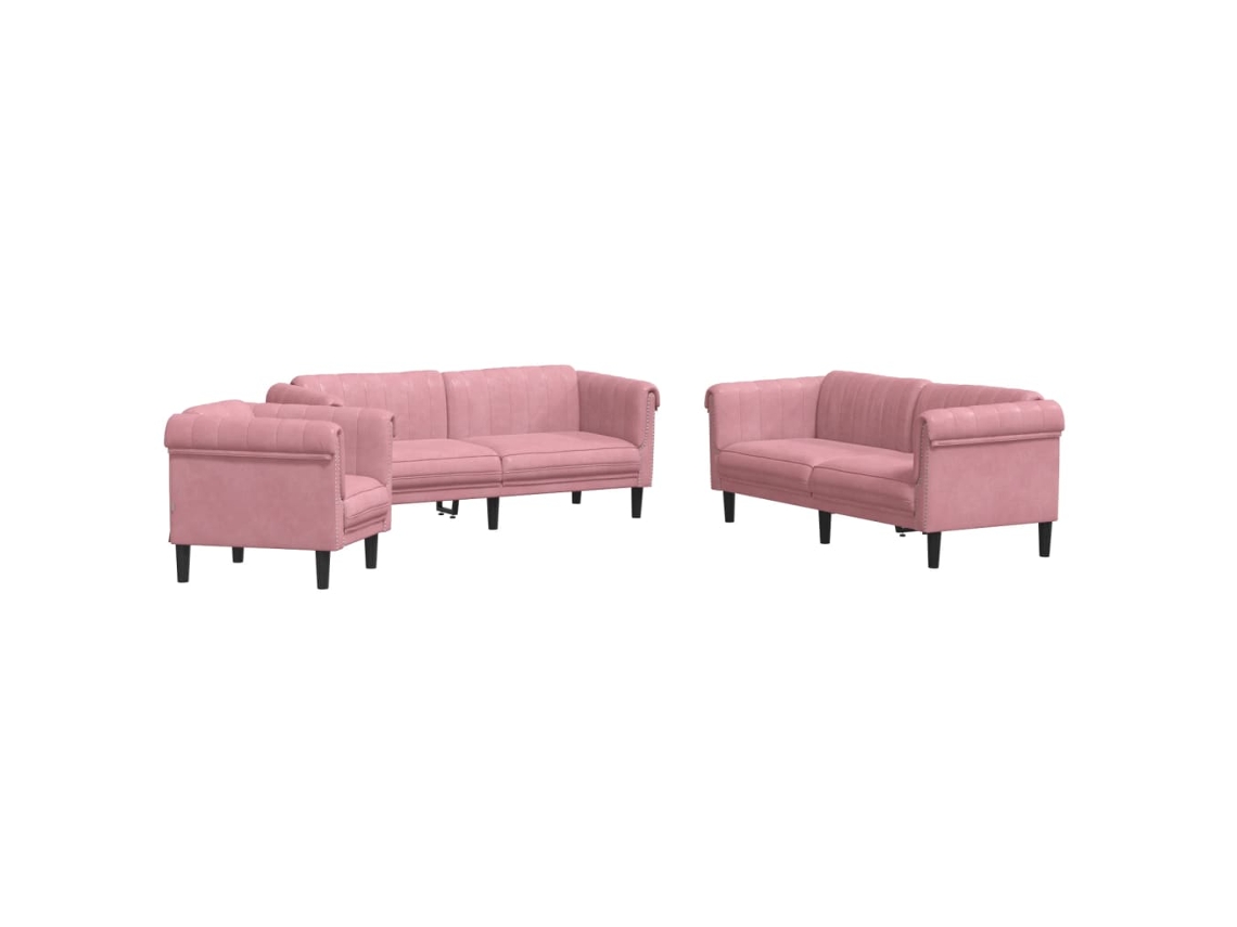 Sofa Set, Sofa Sets Vidaxl Cor-de-rosa Veludo (n/a)