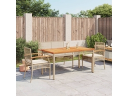 Jogo 4 Peças Jantar P/ Jardim C/ Almofadões Vime Pe Bege Dkd Home Decor