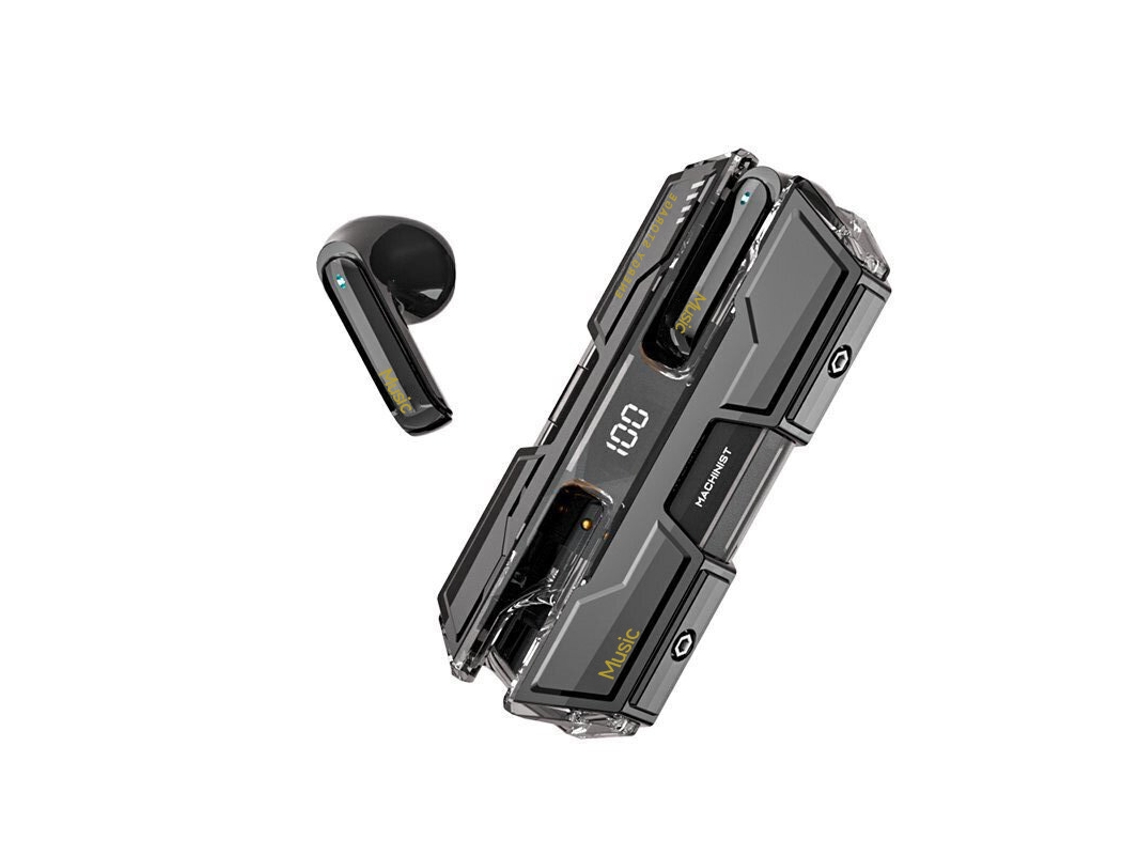 Auriculares Bluetooth Panoona Som Alta Definição Bateria Ultralonga Estilo Mecha Preto