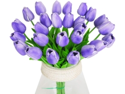 Tulipas Artificiais Roxas 10 Unidades, Flores Artificiais de Látex. AQUAFORGE