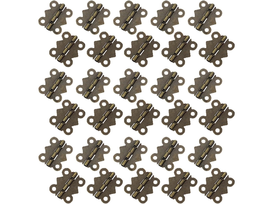 Conjunto De 30 Dobradiças Borboleta Metal Em Miniatura, 20x17mm,