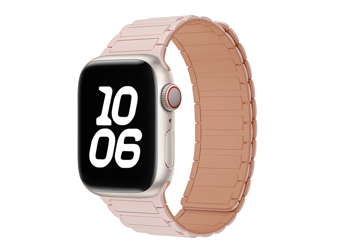 Pulseira Magnética de Silicone Halinuia para Apple Watch Series 1 11/ultra 1 3/se3 , Design Esportivo Respirável. Rosa Castanho Claro (42 49 Mm)