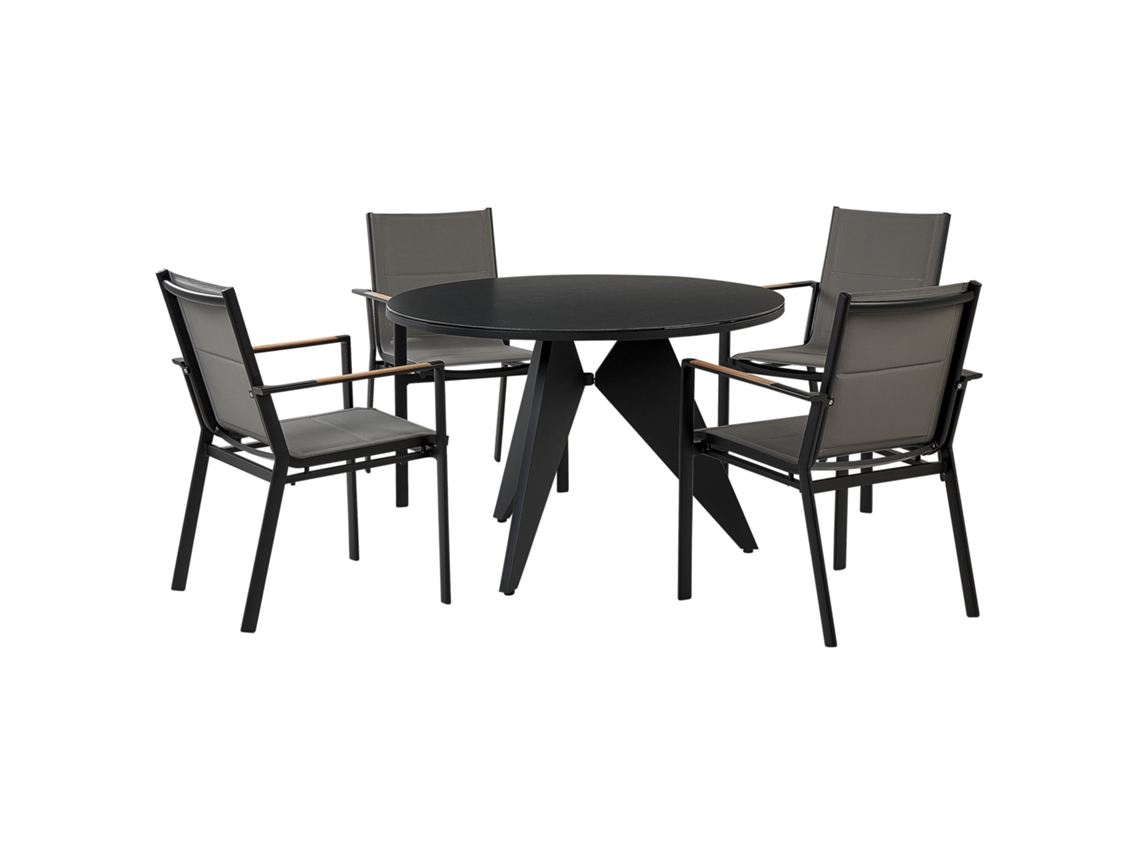 Conjunto De Refeição De Jardim Com Cadeiras Beliani Olmetto/busseto De Alumínio Preto 110x110x74