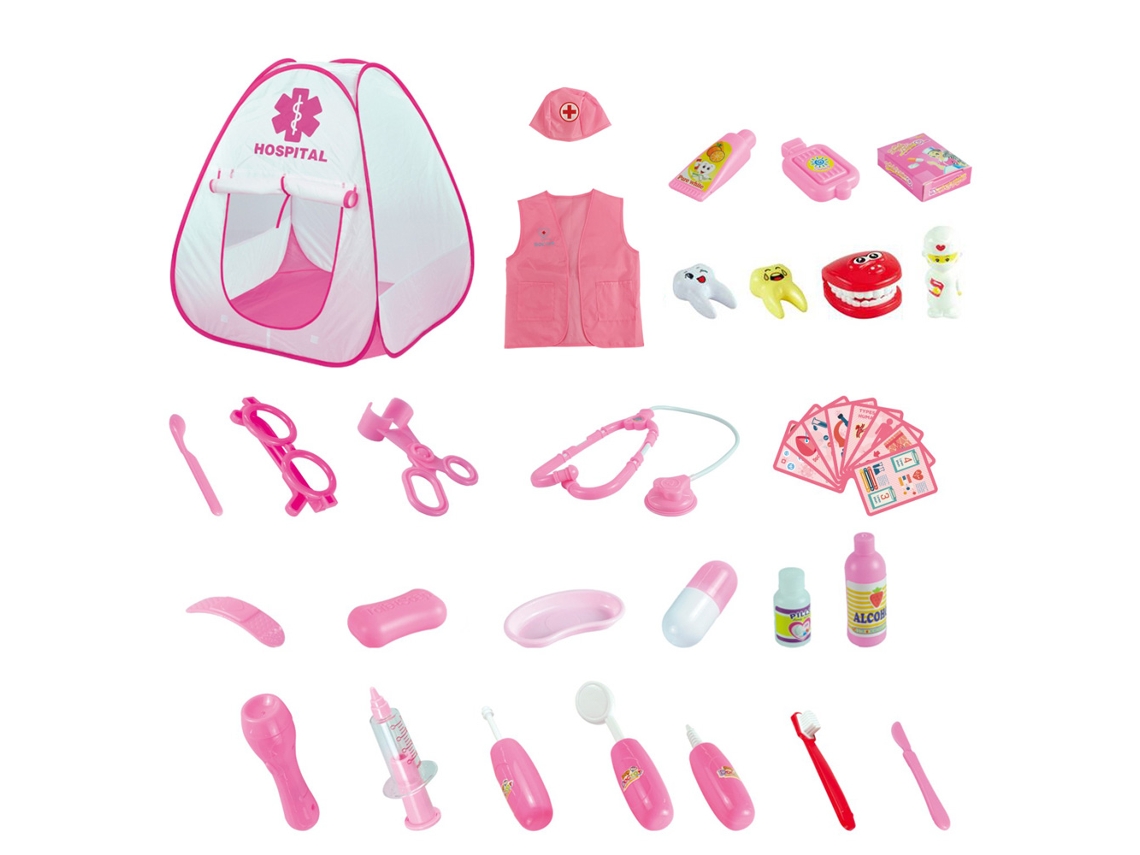 Kit médico para crianças com loja médica, estetoscópio, ferramentas dentárias, jogo de papel, brinquedos interativos para crianças