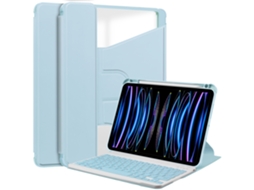 Capa Acrílica Giratória 360° Com Slot Para Caneta Para Ipad Air 13 Azul Celeste (com Teclado) Sfushos (2024/2025, M2/m3)