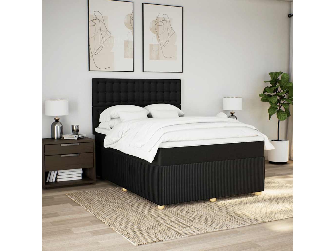 Vidaxl Cama com Molas/colchão 160x200 Cm Tecido Preto