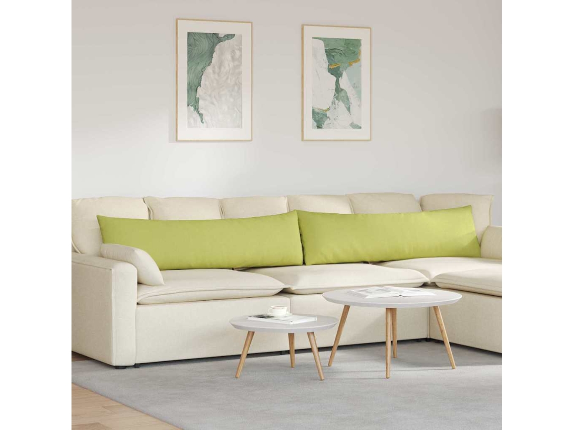 Vidaxl Travesseiros De Sofá 2 Unid. Tecido Verde Claro 145 X 40 Cm