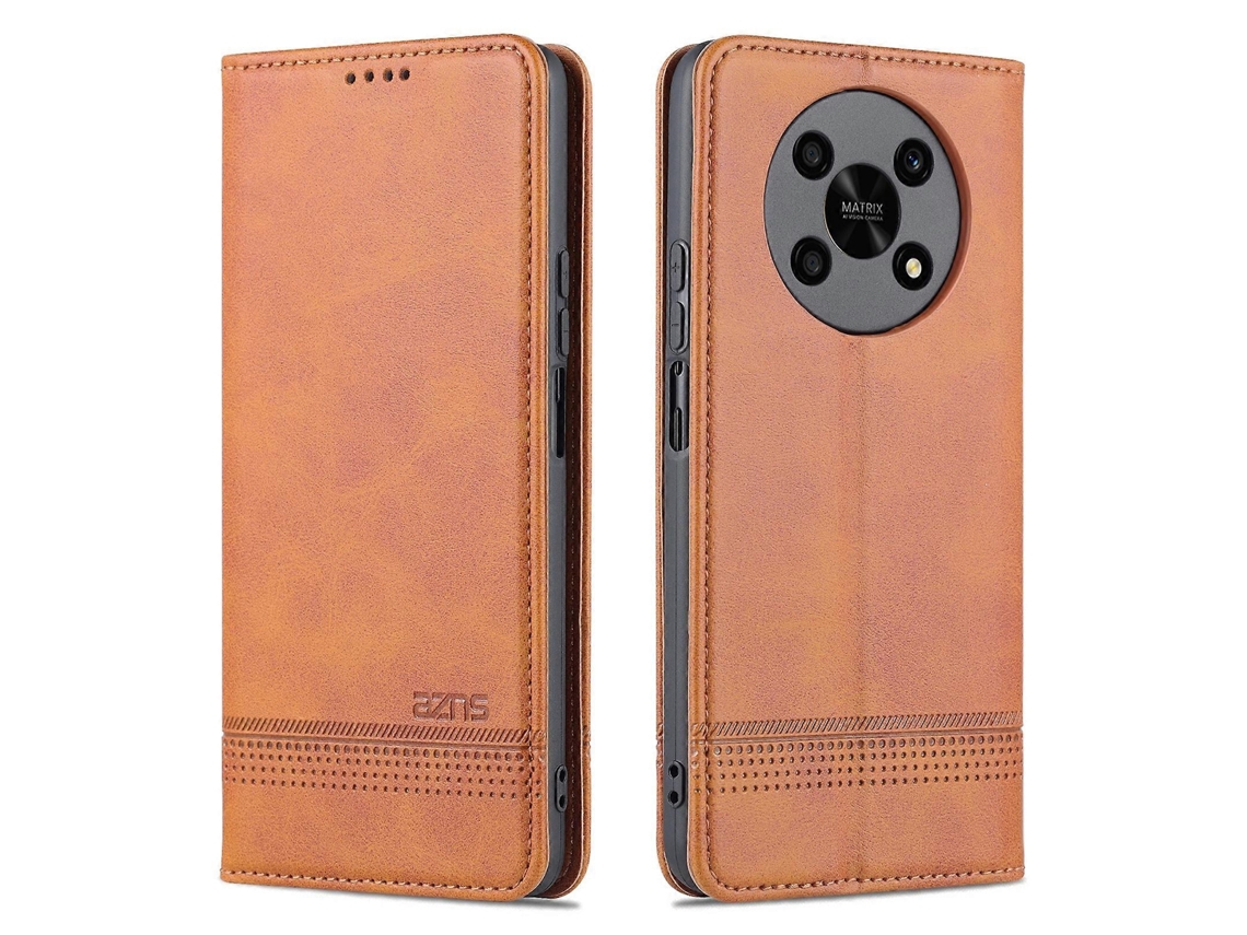 Capa De Celular De Couro Com Textura De Bezerro Magnética Azns Para Honor X30