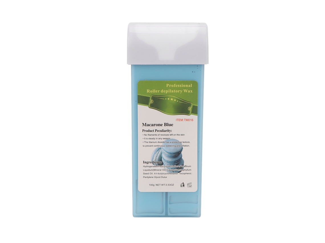 Refil de cera roll-on para depilação doméstica, cartucho de cera para axilas e pernas, 99g (3,5oz), cor azul macaron.