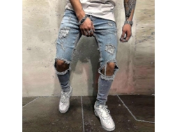 2026 pantalones Vaqueros Skinny Rotos para Hombre Con Elastano Talla Asiática