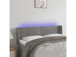 Vidaxl Cabeceira Cama C/ Luzes Led Veludo 147x16x78/88 Cm Cinza-claro
