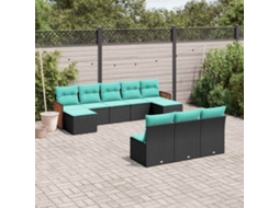 Vidaxl Conjunto De Sofá De Jardim Com 10 Peças E Almofadas Em Rattan Sintético Preto