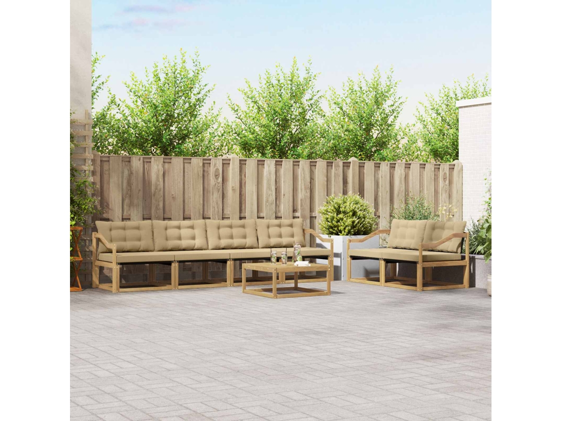 Vidaxl Conjunto De Sofás Para Exterior 7 Pcs Branco E Bege