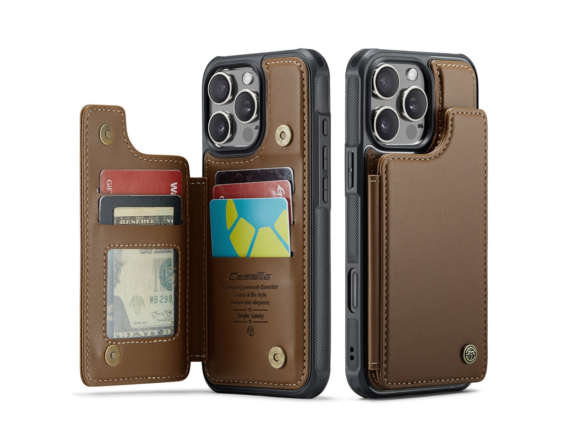 Capa Para Celular Flip Com Compartimento Para Cartõesmarrom - Iphone 11 Pro Max