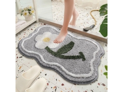 Tapete de Banheiro Antiderrapante Microfibra 24x16 Polegadas Cinza