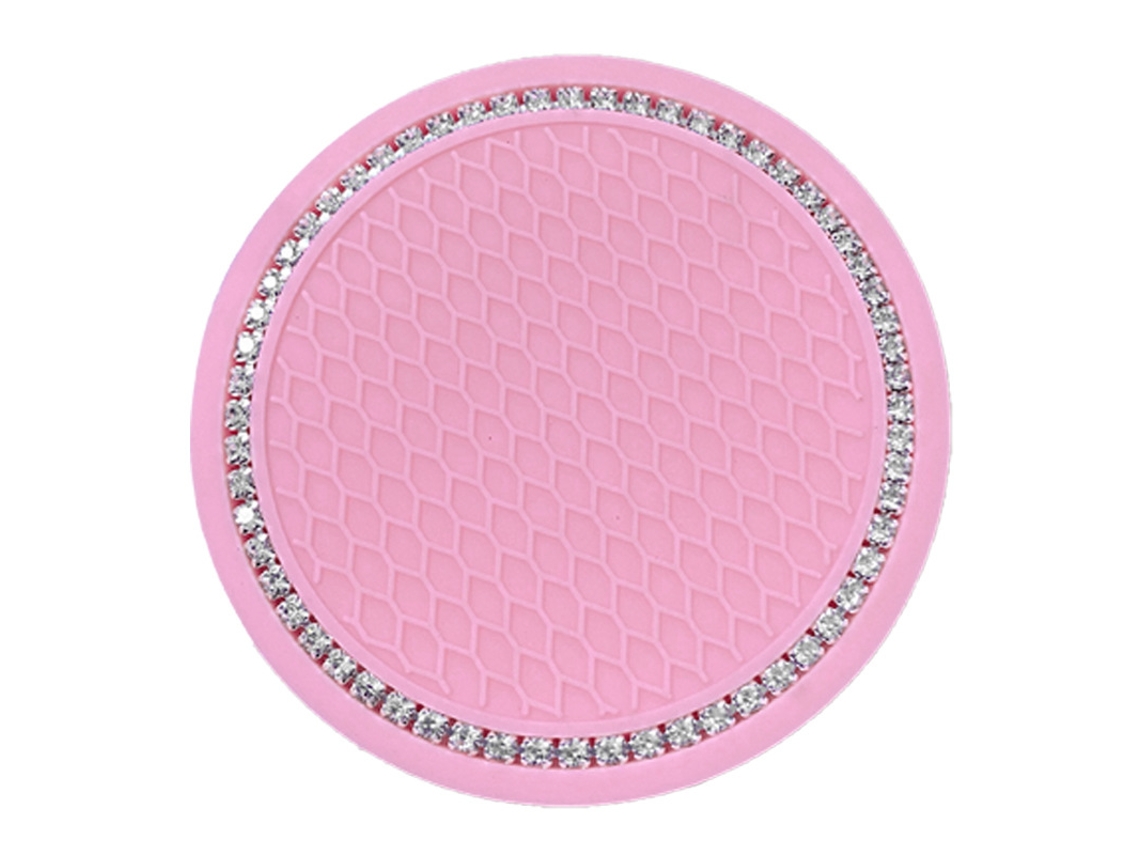Porta copos rosa com inserções e bases de borracha com strass AQUAFORGE