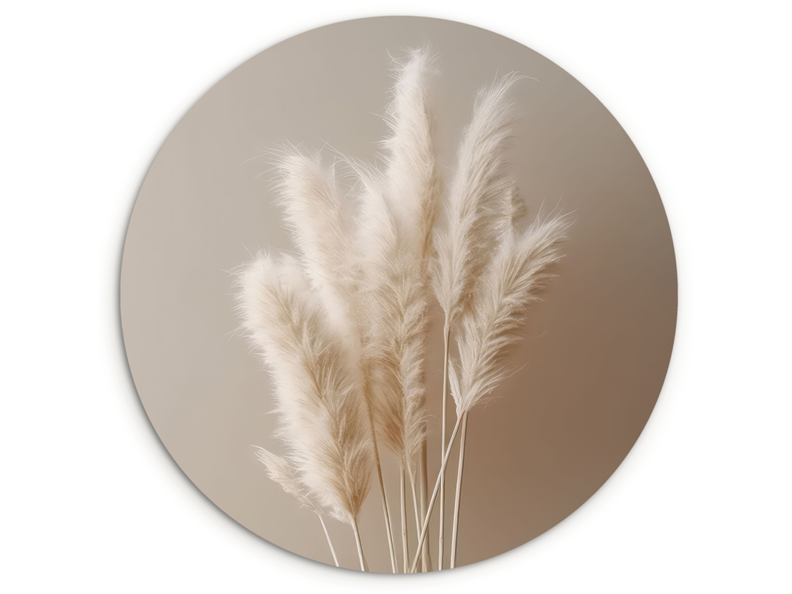 O Quadro Erva-dos-pampas - Plumas - Pastel - Branco 60x60 Cm