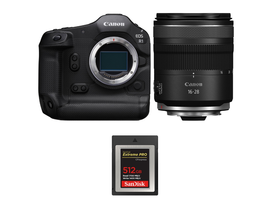 Eos R1 + Rf 16 28mm F/2.8 Is Stm + 1 Sandisk 512gb Extreme Pro Cfexpress Type B + Ebook “20 Dicas para Fotos Que Impressionam” CANON