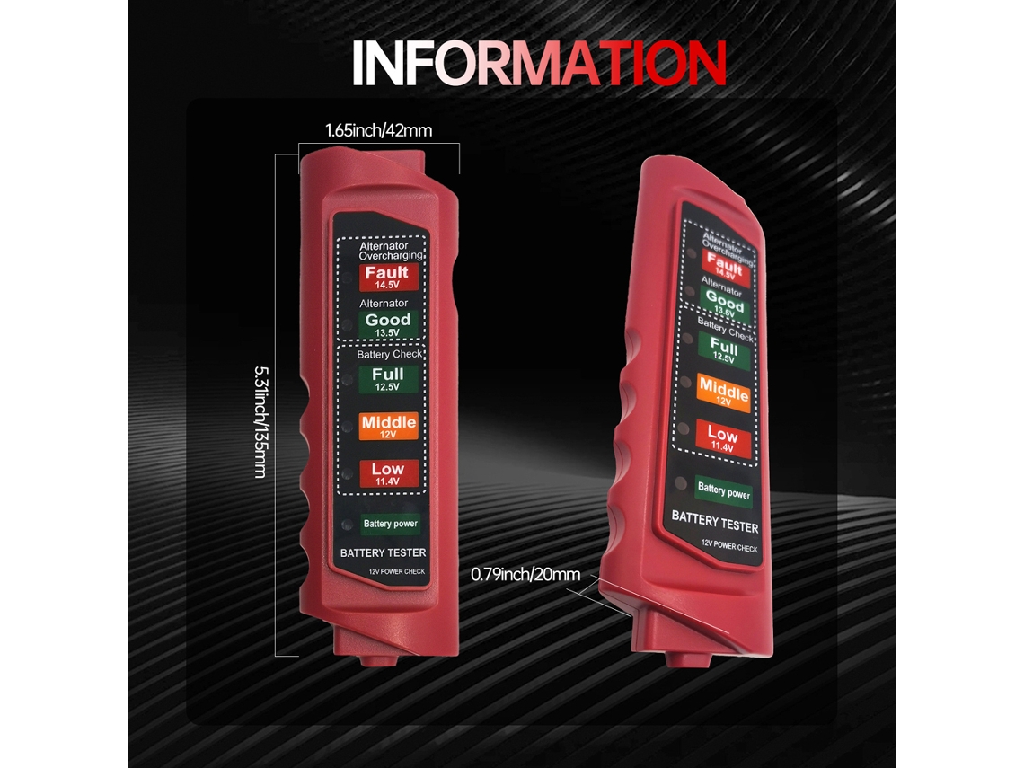 YURU Testador de Bateria Automotiva BT 890 com Diagnóstico e Indicador LED para Veículos