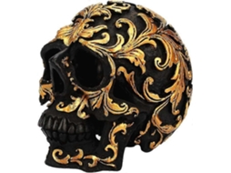 Lurelia Caveira Decorativa Halloween Assustador Em Resina Dourado 1 Peça Para Mesa, Casa E Festa