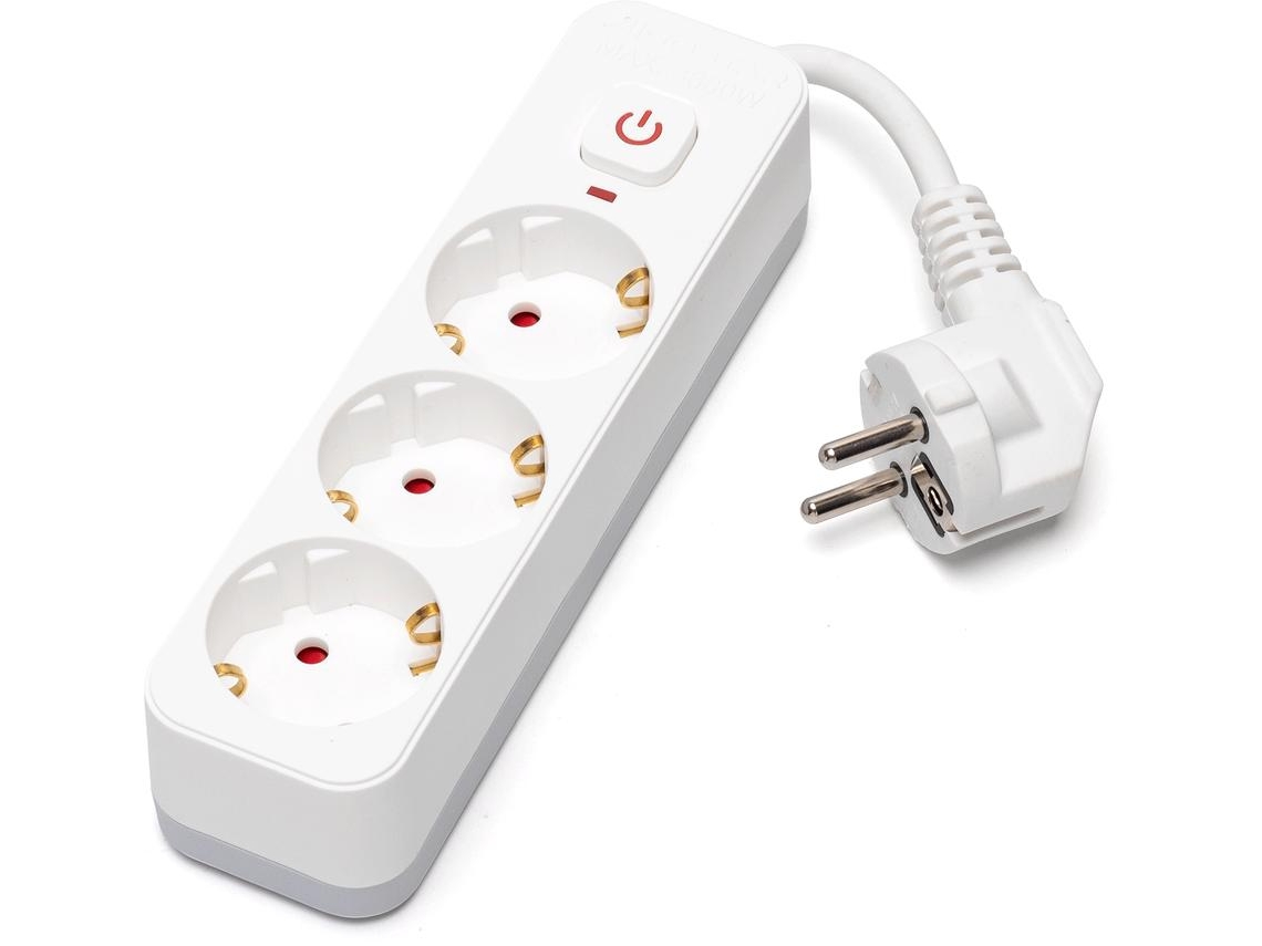 Aigostar Régua de Tomadas, Extensor de 3 Tomadas, Régua de Tomadas Múltiplas com Interruptor, Branco