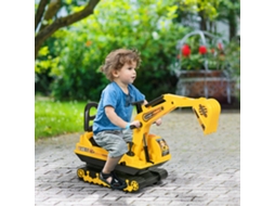 Escavadora Sem Pedais Com Braço Móvel Correpasillos Com Assento De Armazenamento 78x24x58,5 Cm Amarelo