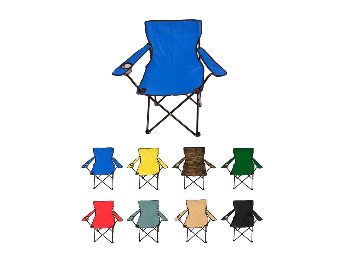 Silla De Camping Plegable De Acero Con Reposabrazos Y Funda Con Asas- 80x80x50 Cm, Resistente Al Agua - Ideal Para Exterior Azul Unidad
