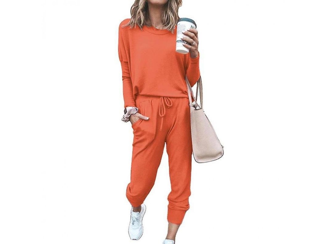 2026 conjunto de Pijama para Mulher de Duas Peças com Bolsos e Corte Amplo S Naranja