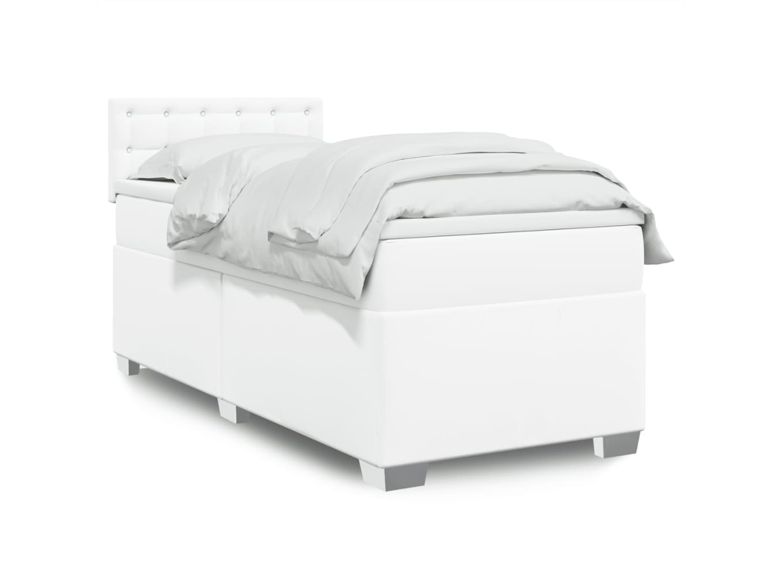 Vidaxl Cama com Molas/colchão 80x200 Cm Couro Artificial Branco