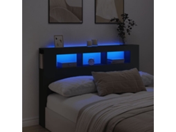Cabecero con LEDs 160x18,5x103,5 cm, Derivado Madera Negra