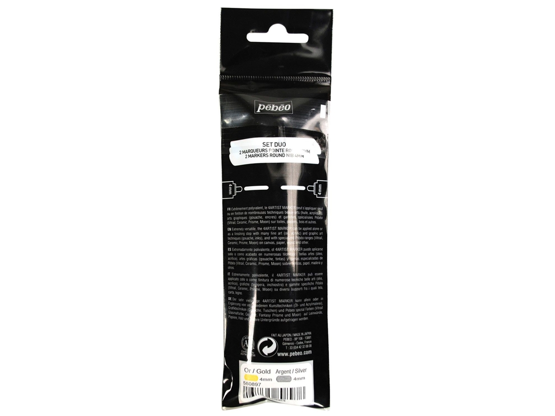 Duo de Marcadores À Base de Óleo de 4 Mm Ouro e Prata Youdoit