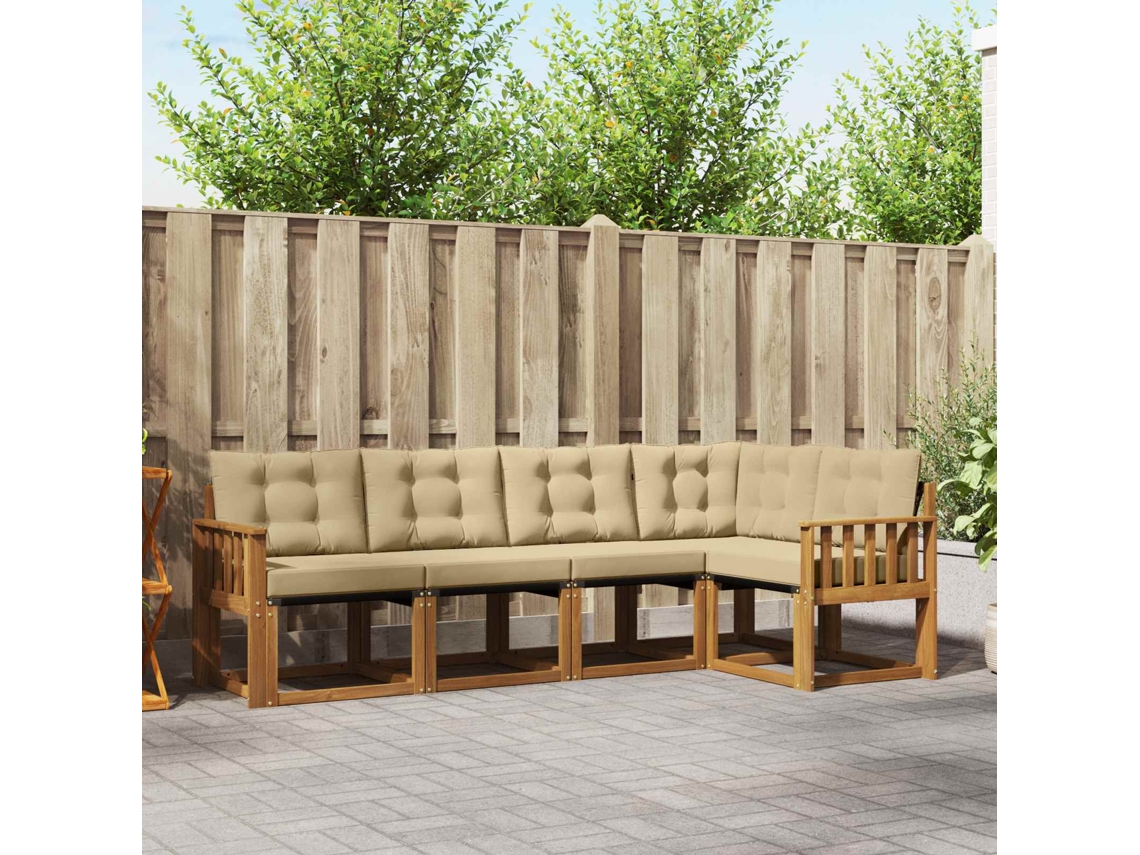Vidaxl Conjunto De Sofás Para Exterior 5 Unid. Natural E Bege