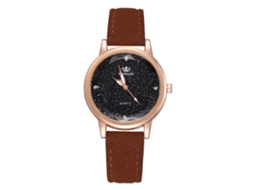 Relógio de Pulso Feminino com Pulseira Pu Estilo Moderno Movelmento Quartz Dial Redondo Marrom