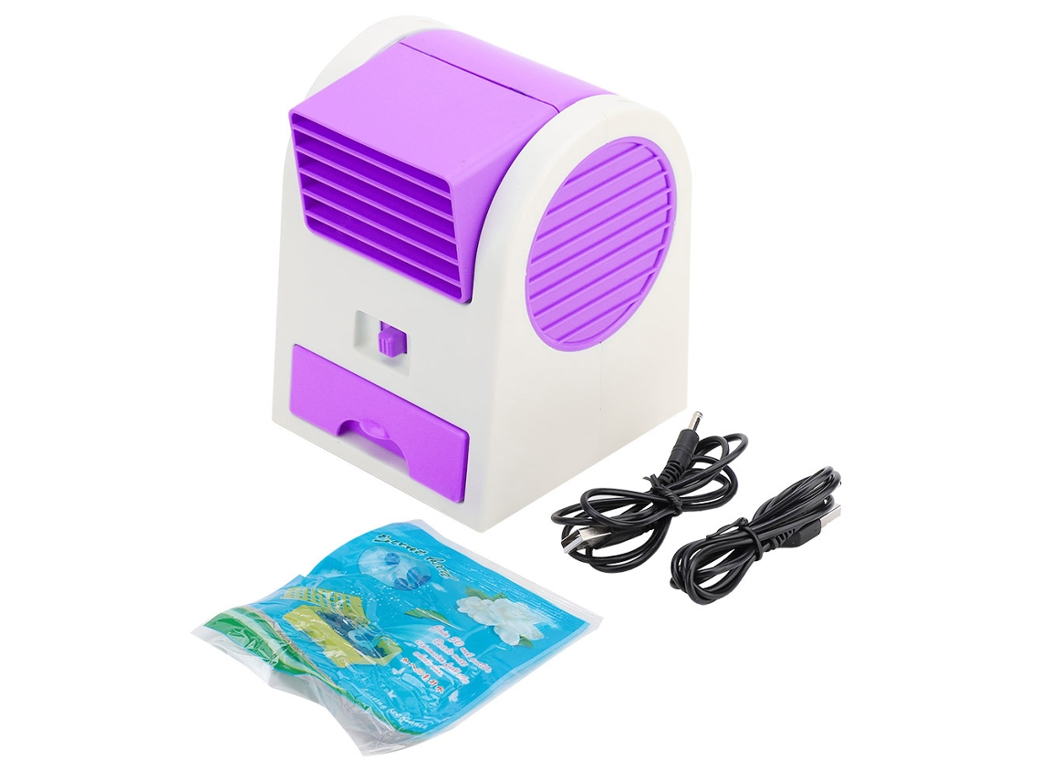 Ventilador De Ar Condicionado De Uso Duplo Com Bateria Usb E Umidificação, Laxiscreed Verde Compacto