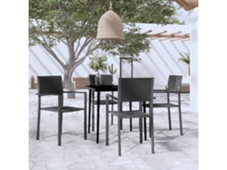 Conjunto De 5 Peças De Jantar Para Jardim Preto Dkd Home Decor