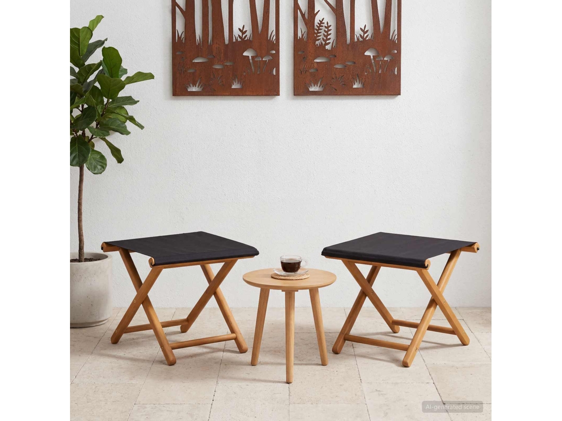 Vidaxl Cadeira De Deck 2 Pcs Madeira Sólida De Eucalipto Preto
