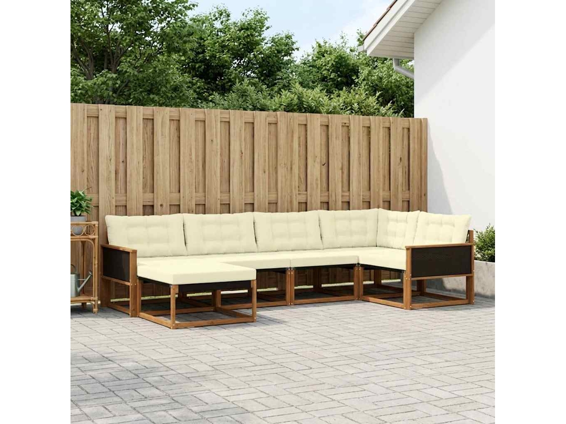 Vidaxl Conjunto De Sofás Para Exterior 6 Unid. Natural E Creme