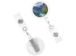 Suporte para Crachá Retrátil Reforçado, Modelo Norwegian Fjord, com Clips Chaveiro e Espirais