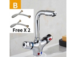 O Misturador Termostático Superior Torneira Da Cozinha Misturador De Água Fria E Quente Nariz Curto Duplo Cabo Acabamento Cromado Bacia Automática