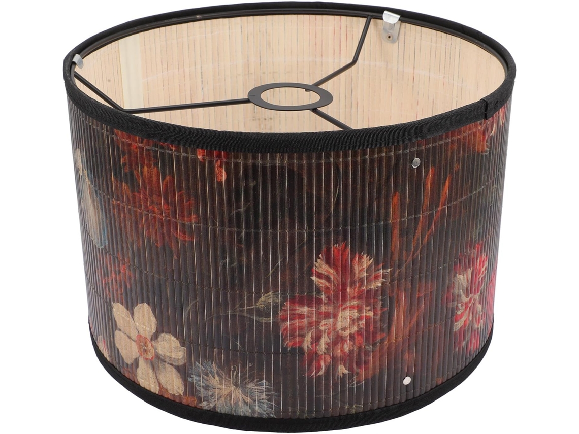 Lâmpada Vintage Cilíndrica de Bambu com Estampa Floral, de Encaixe, para Substituição de Luminária. SFUSHOS