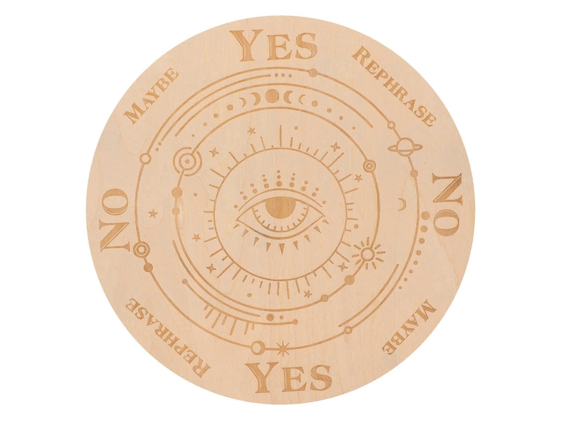 Tablero de Péndulo de Madeira Wicca com Olho Maligno para Adivinhação e Decoração Ritual 20,00x20,00x0,20cm
