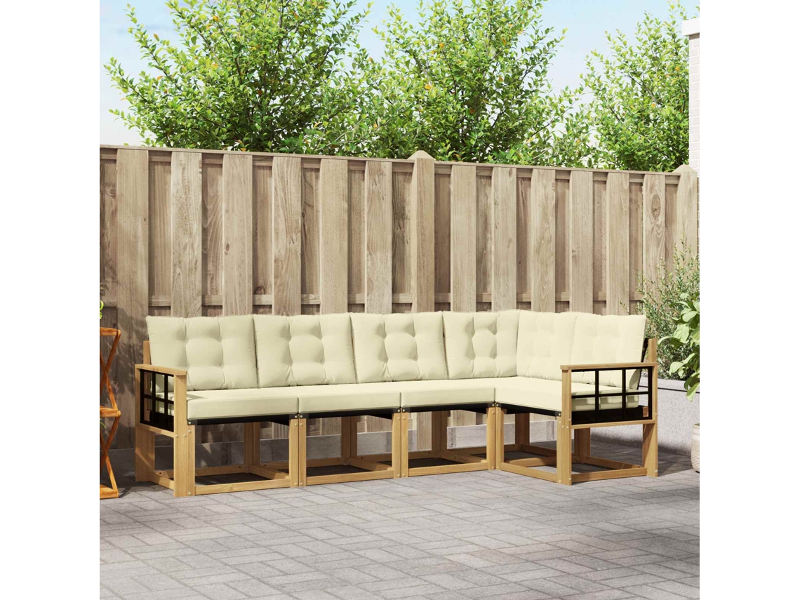 Vidaxl Conjunto De Sofás Para Exterior 5 Pcs Branco E Creme